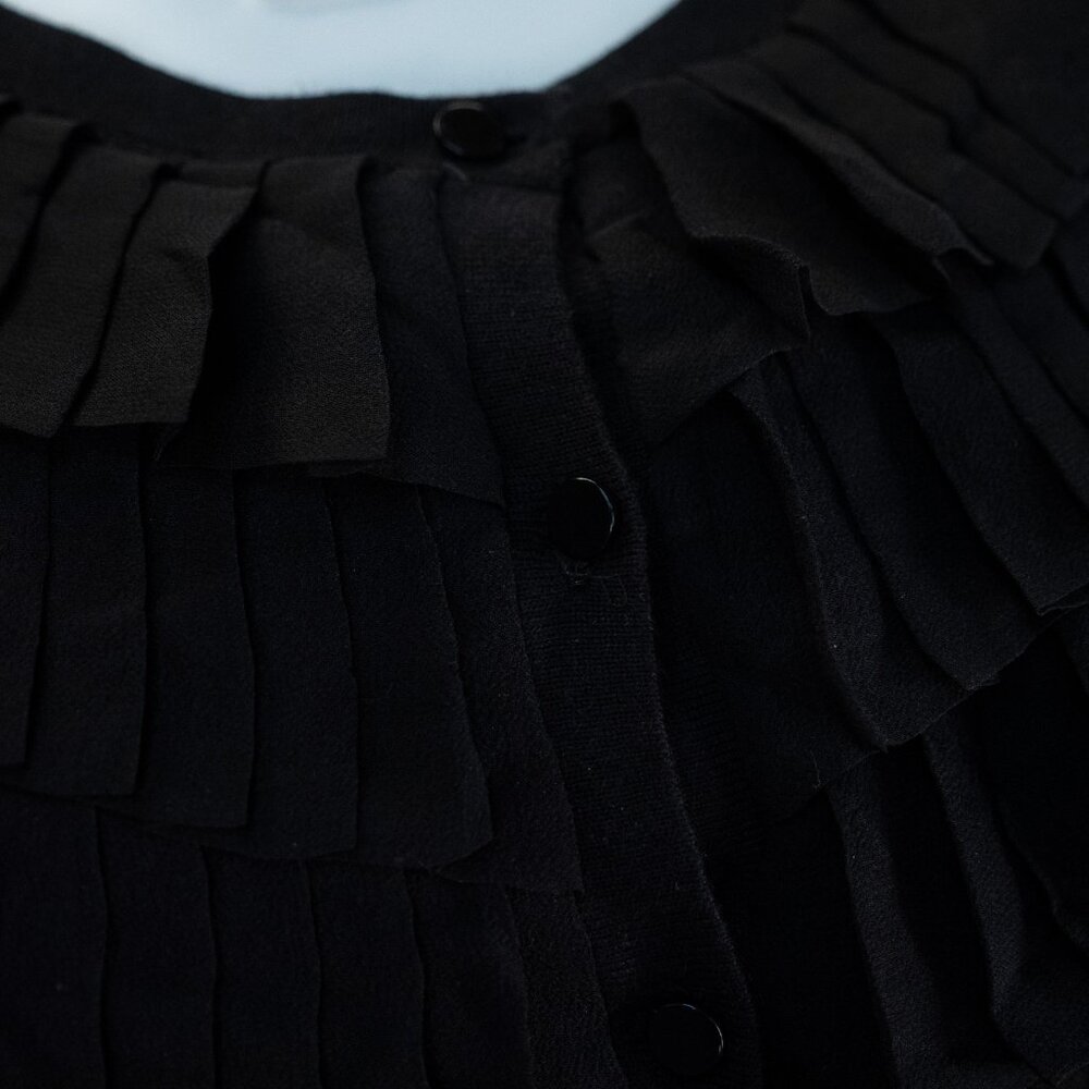 Talbots Black Ruffle Cardigan - Picture 3 of 5